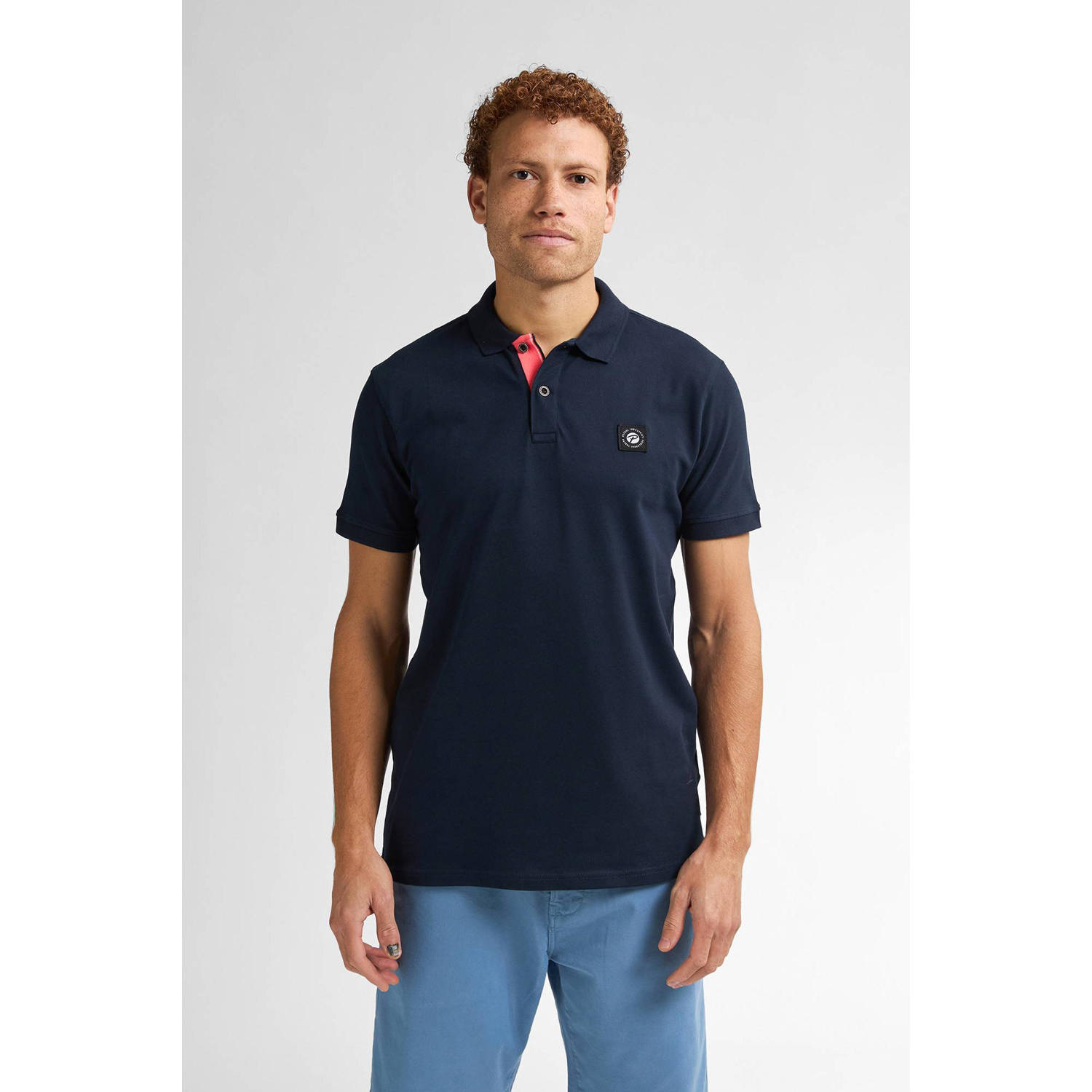 Petrol Industries regular polo donkerblauw