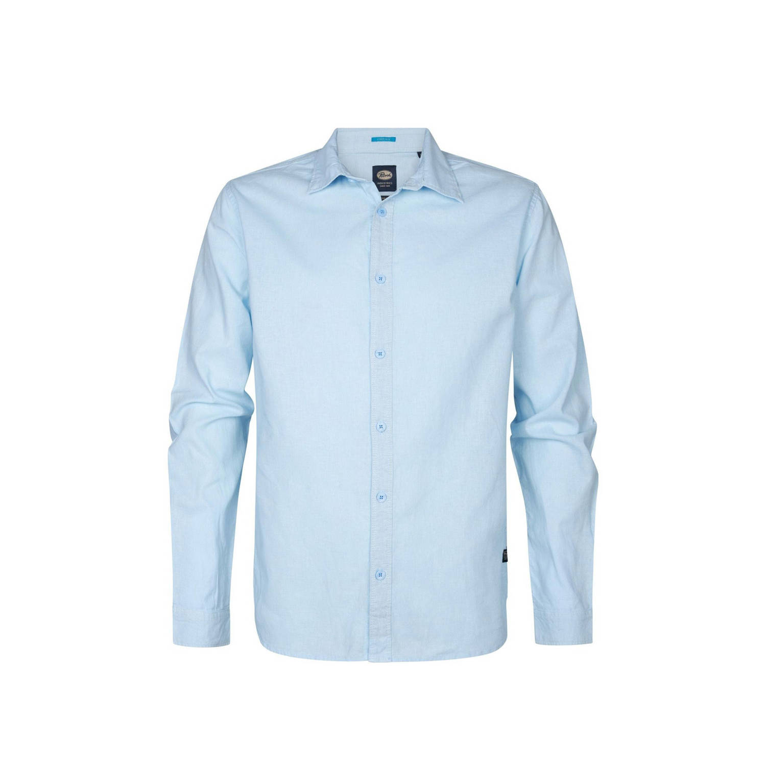Petrol Industries linnen casual overhemd blauw