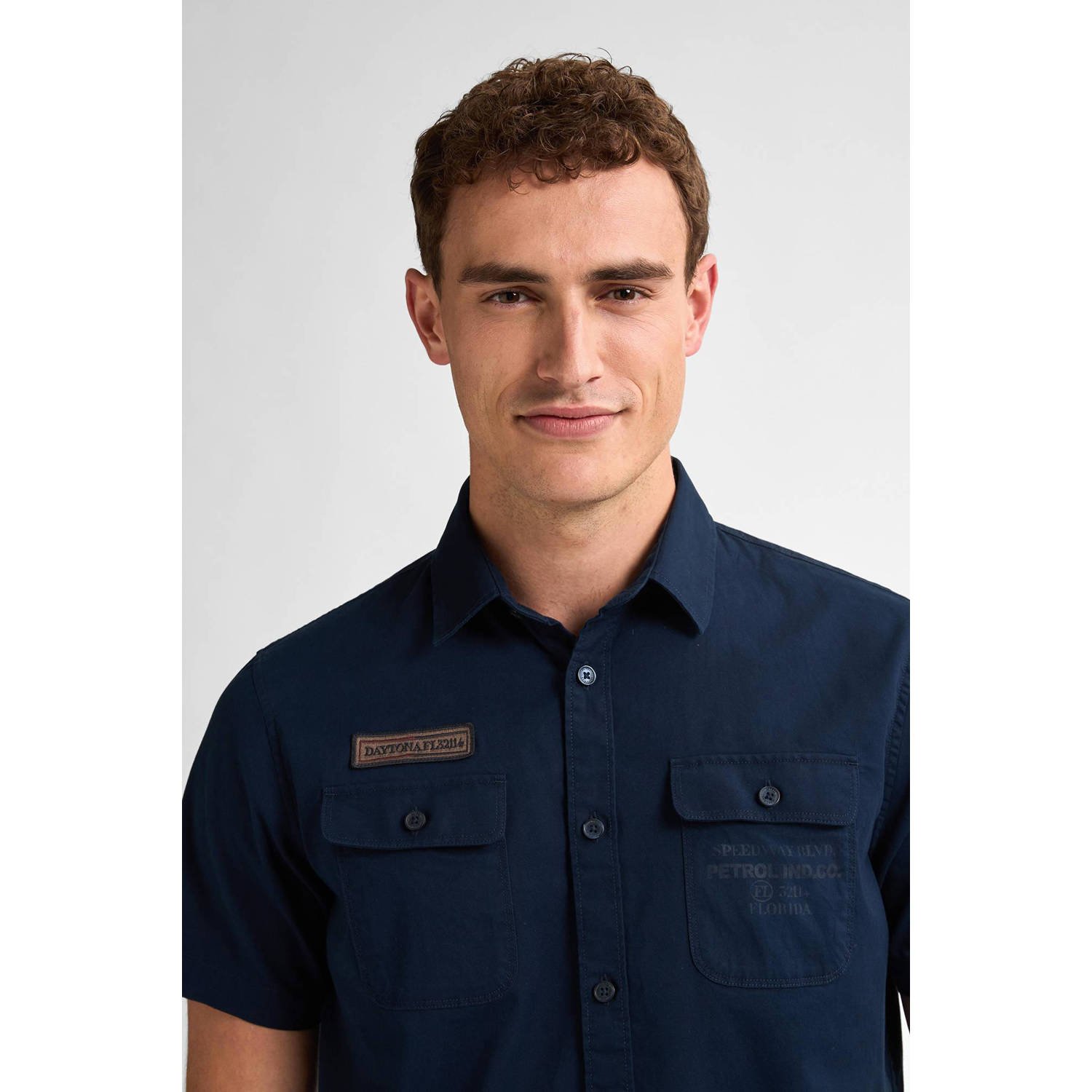 Petrol Industries casual overhemd blauw