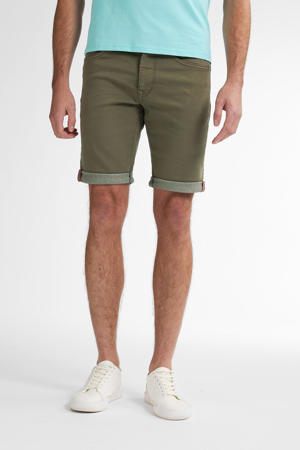 denim slim denim short groen