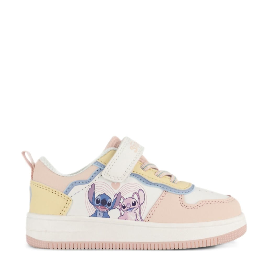Lichtroze meisjes Stitch Stitch sneakers van imitatieleer
