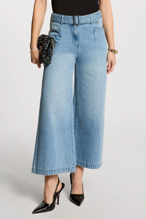 high waist cropped jeans light blue denim