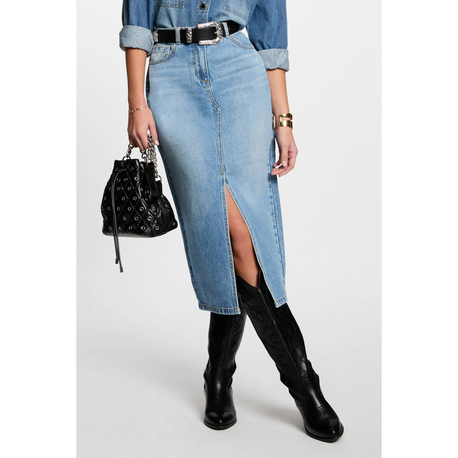 Morgan spijkerrok light blue denim