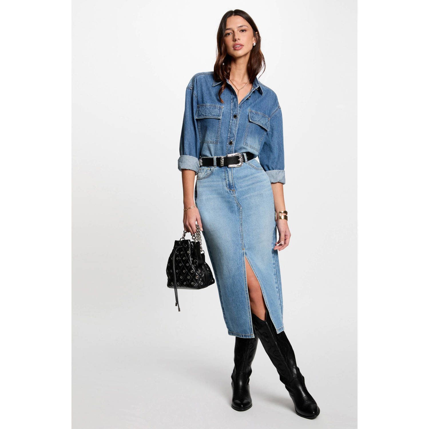Morgan spijkerrok light blue denim