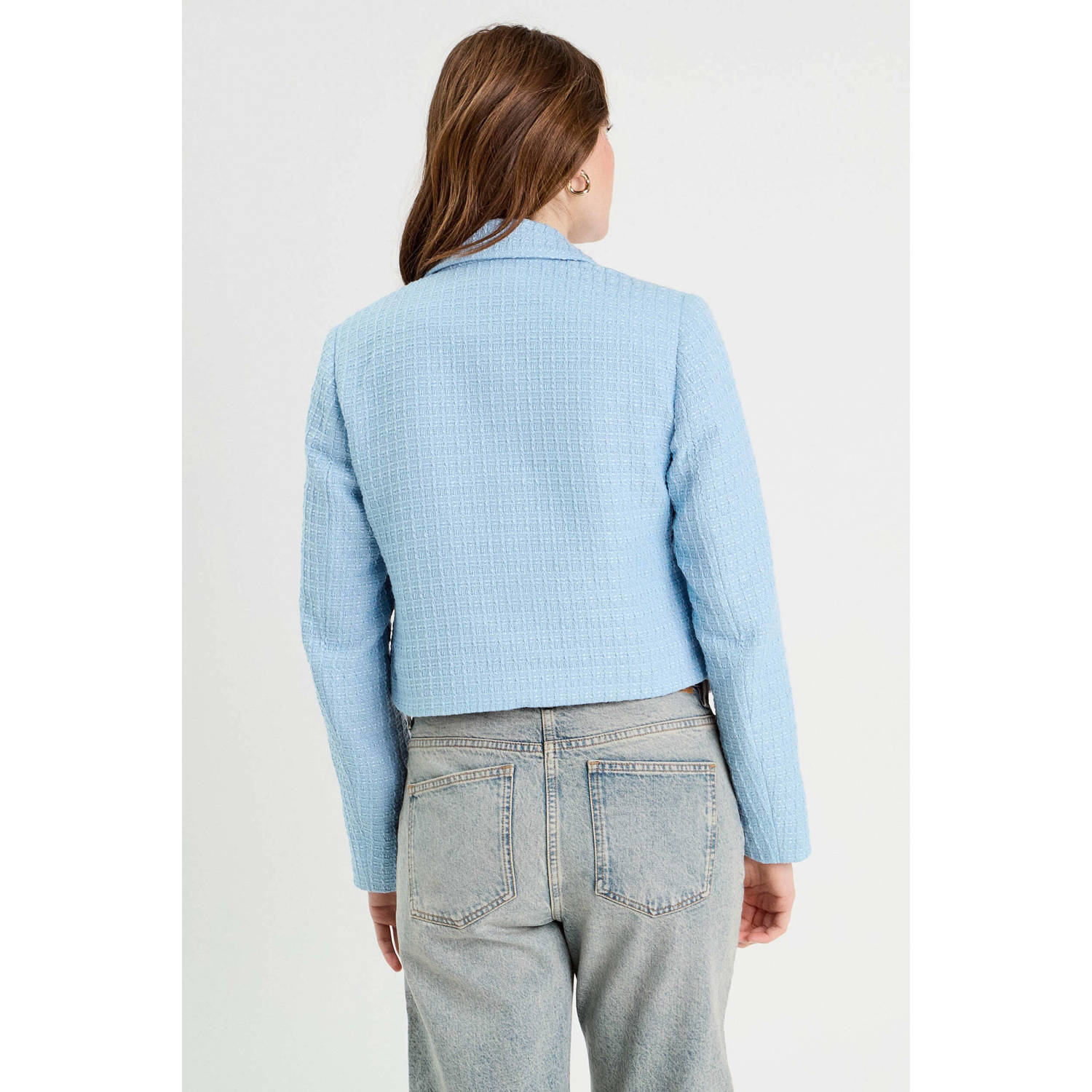 Cache cropped blazer lichtblauw