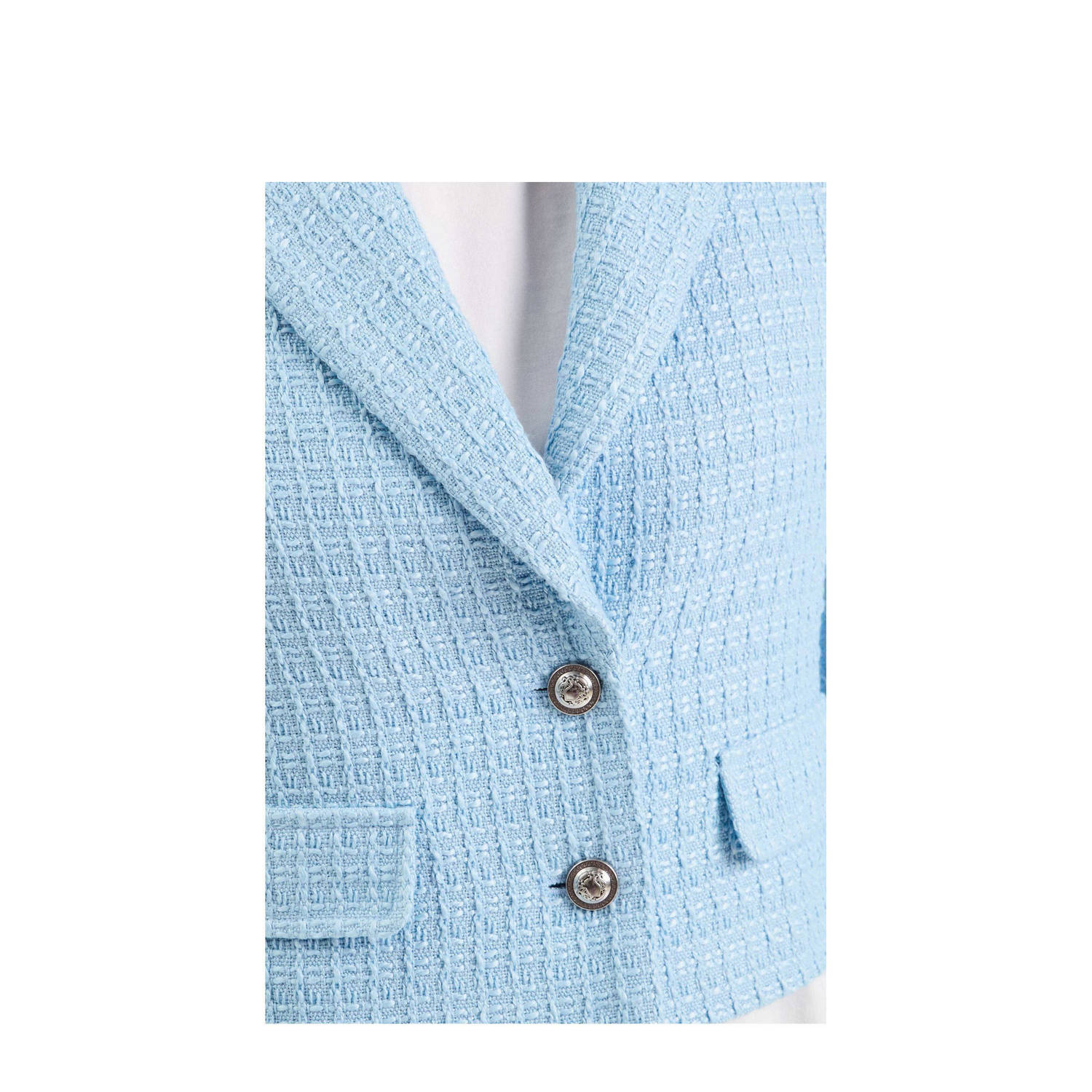 Cache cropped blazer lichtblauw