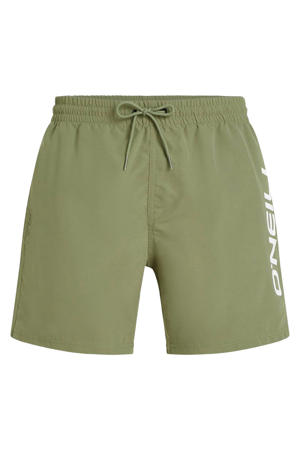zwemshort Cali met logo olijfgroen