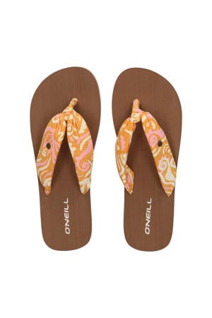 Ditsy teenslippers oranje