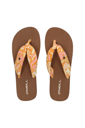 Ditsy teenslippers oranje