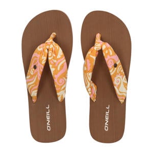 Ditsy teenslippers oranje