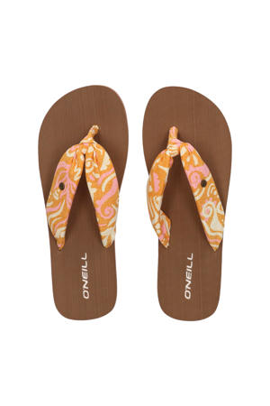 Ditsy teenslippers oranje