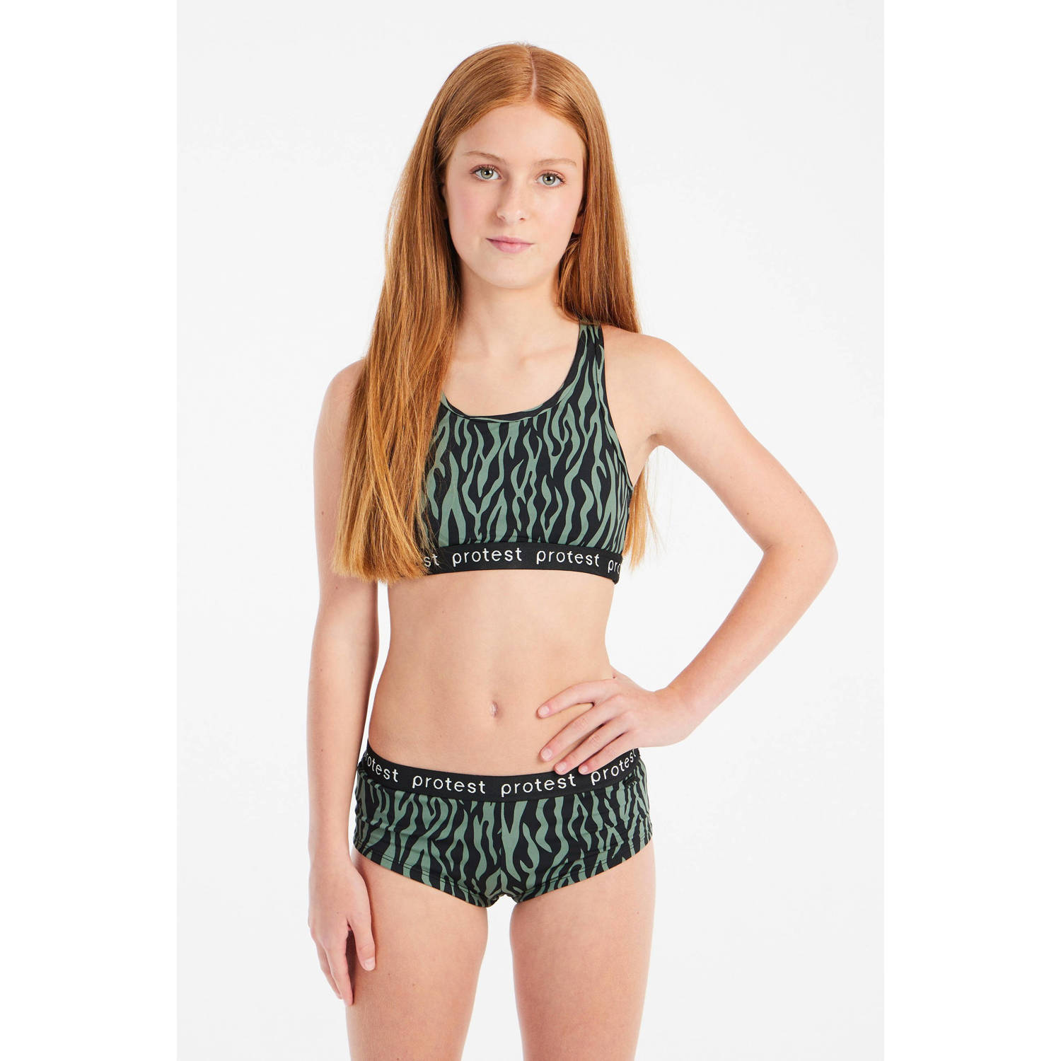 Protest crop bikini PRTMONICA JR groen zwart
