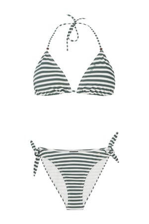 voorgevormde triangel bikini PRTEVANS groen/wit
