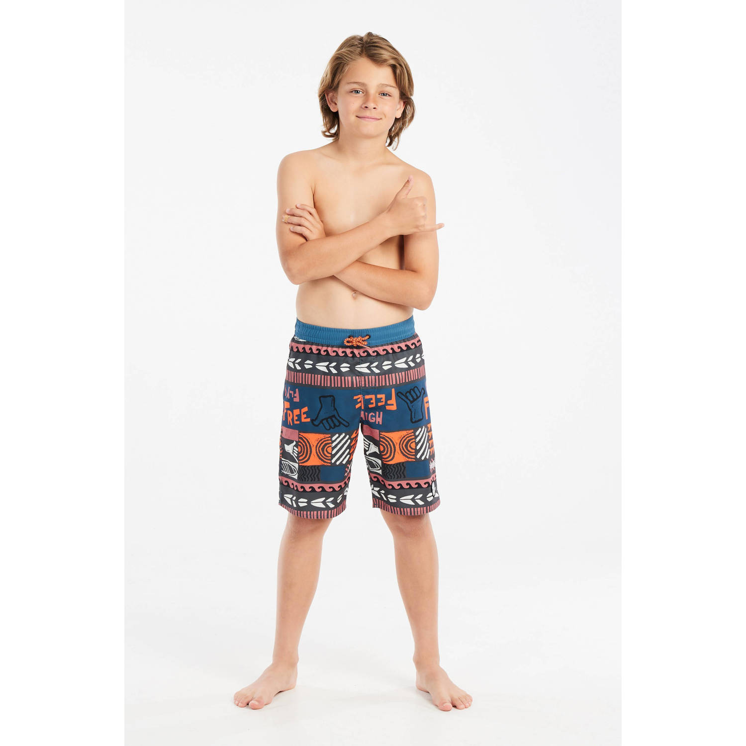 Protest zwemshort PRTRONALD JR blauw oranje