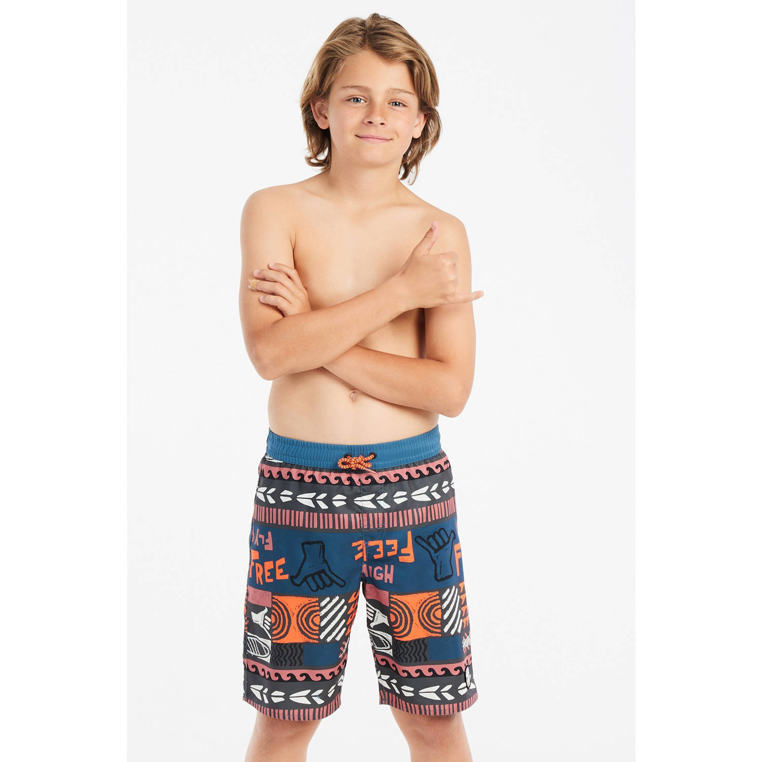 Protest zwemshort PRTRONALD JR blauw oranje