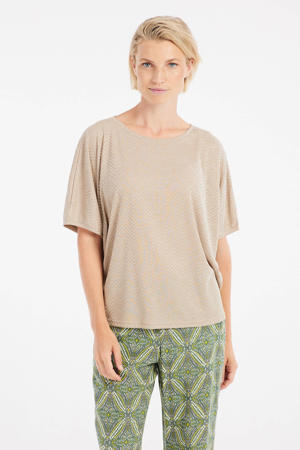 mouwloze top beige
