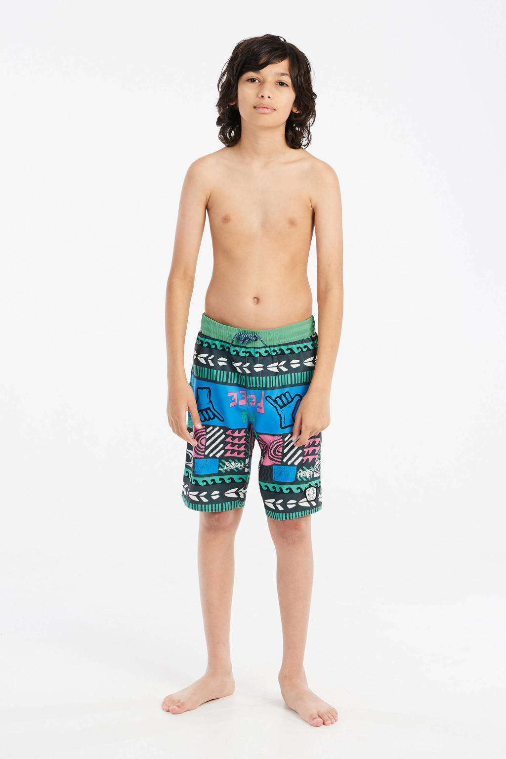 Protest zwemshort PRTRONALD JR groen/blauw