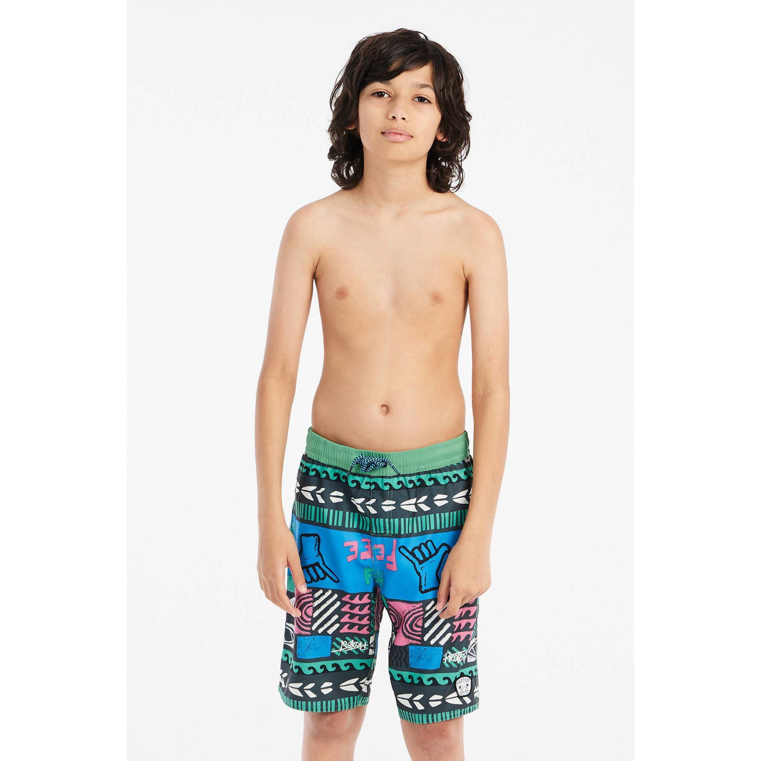 Protest zwemshort PRTRONALD JR groen blauw