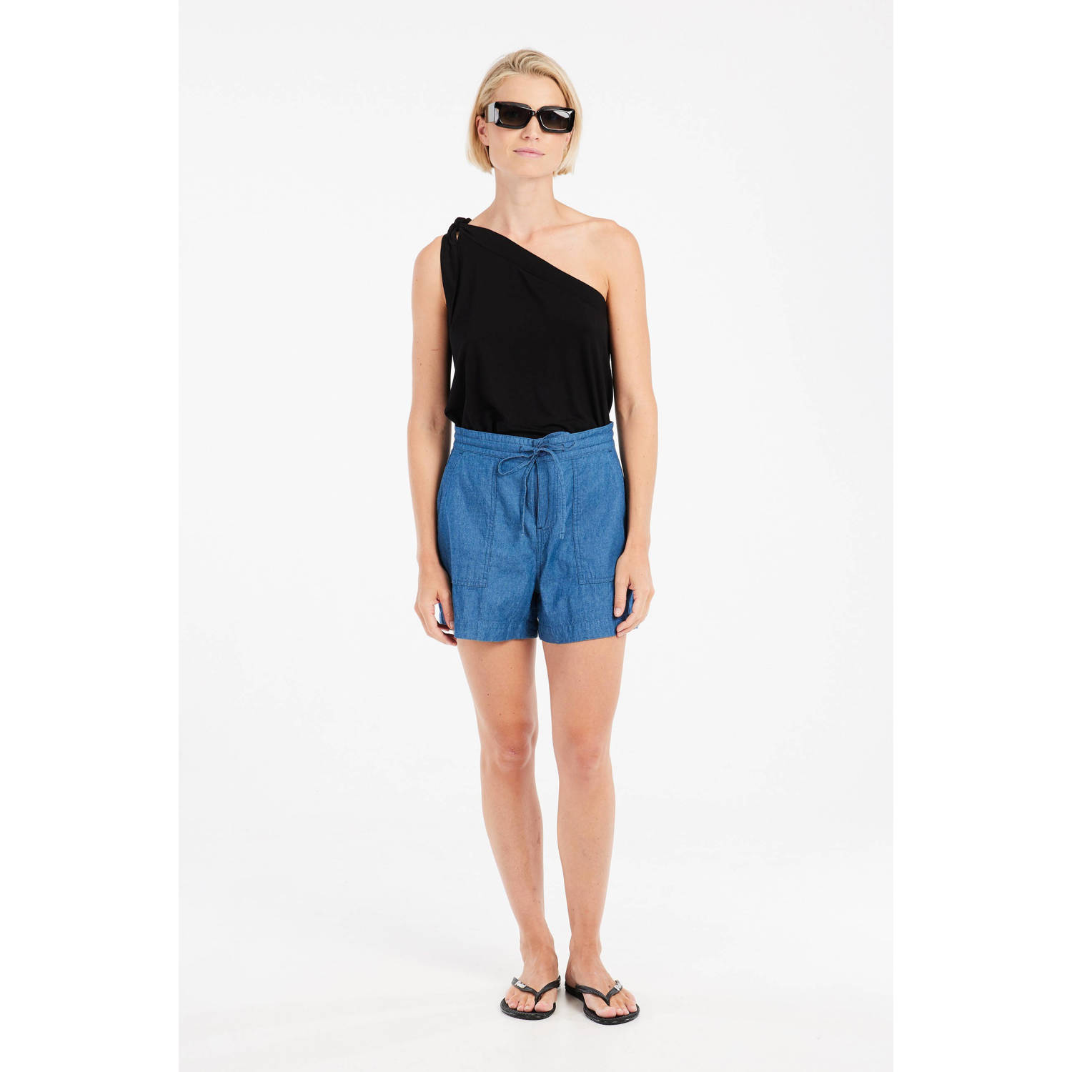 Protest one shoulder top zwart