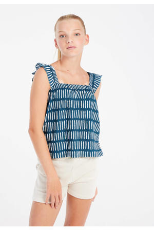 mouwloze top blauw