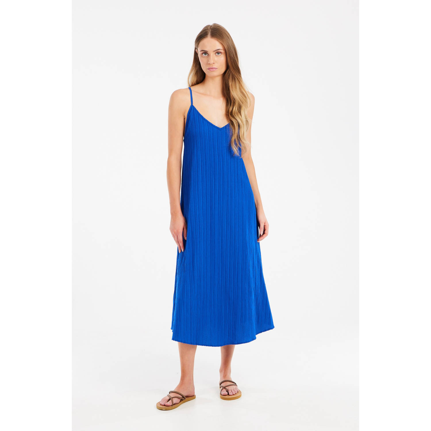 Protest midi jurk blauw