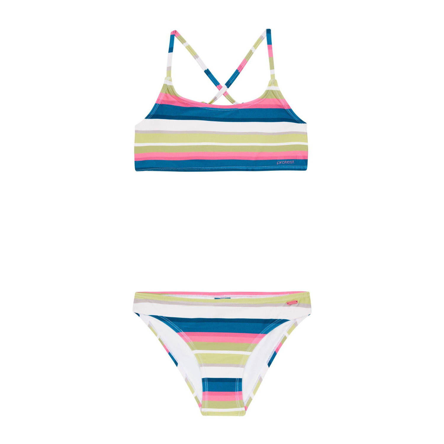 Protest crop bikini PRTWIRL JR geel blauw wit
