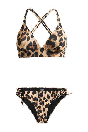 voorgevormde triangel bikini PRTSPLASH beige/zwart