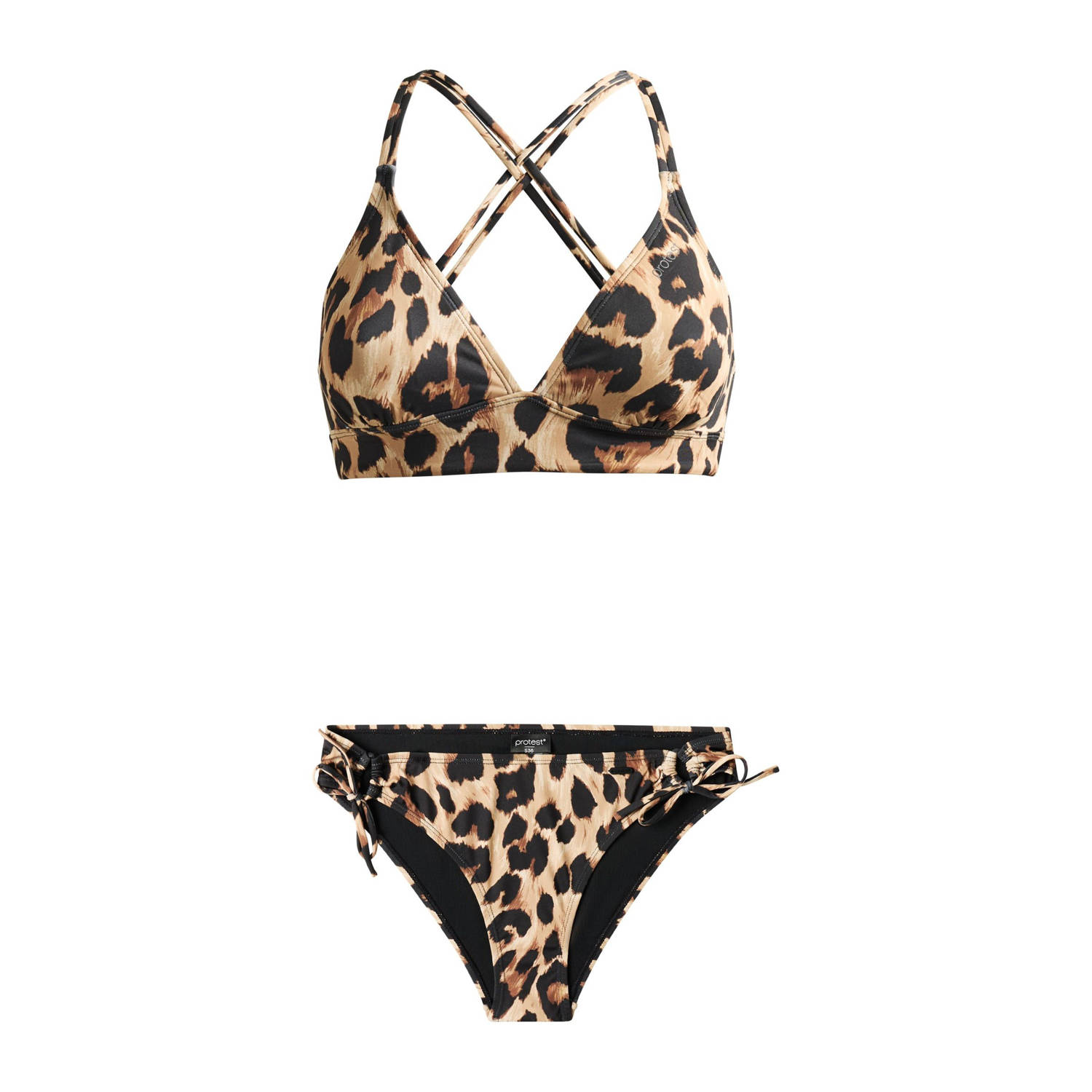 Protest voorgevormde triangel bikini PRTSPLASH beige zwart
