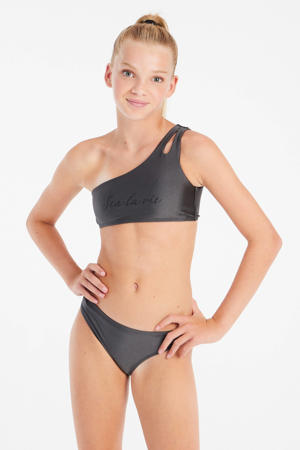 one shoulder bikini PRTYEAH JR donkergrijs