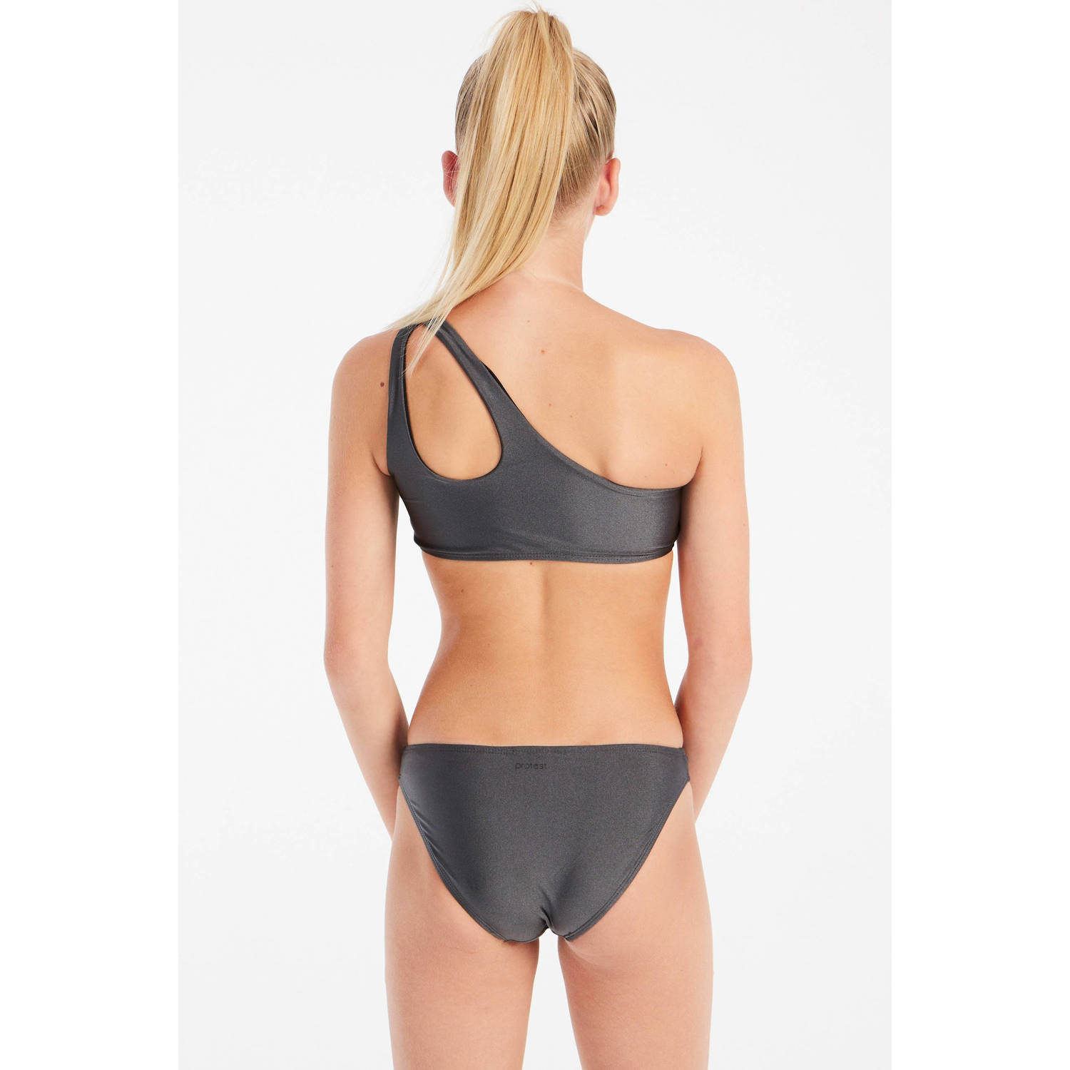 Protest one shoulder bikini PRTYEAH JR donkergrijs