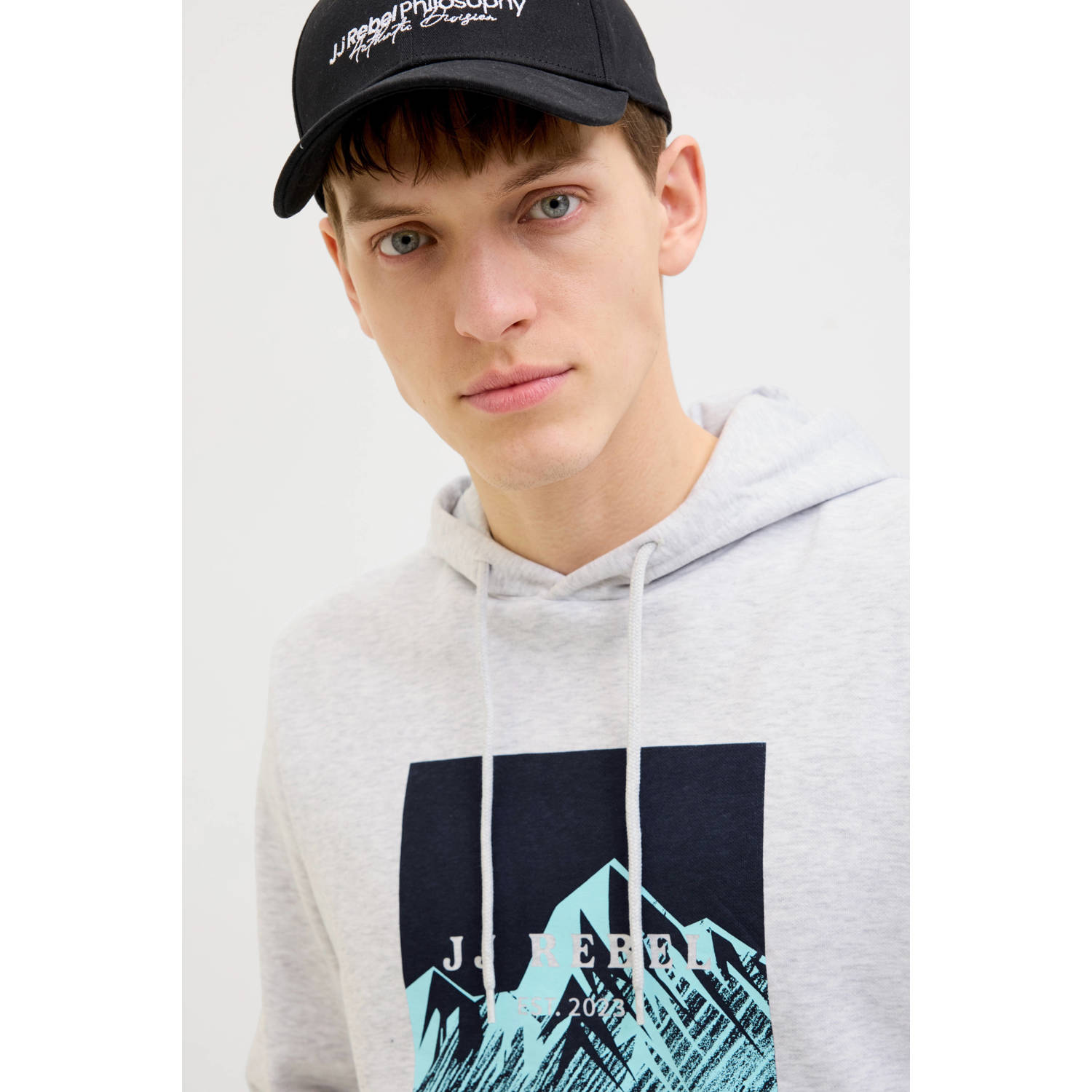 JJ REBEL hoodie lichtgrijs