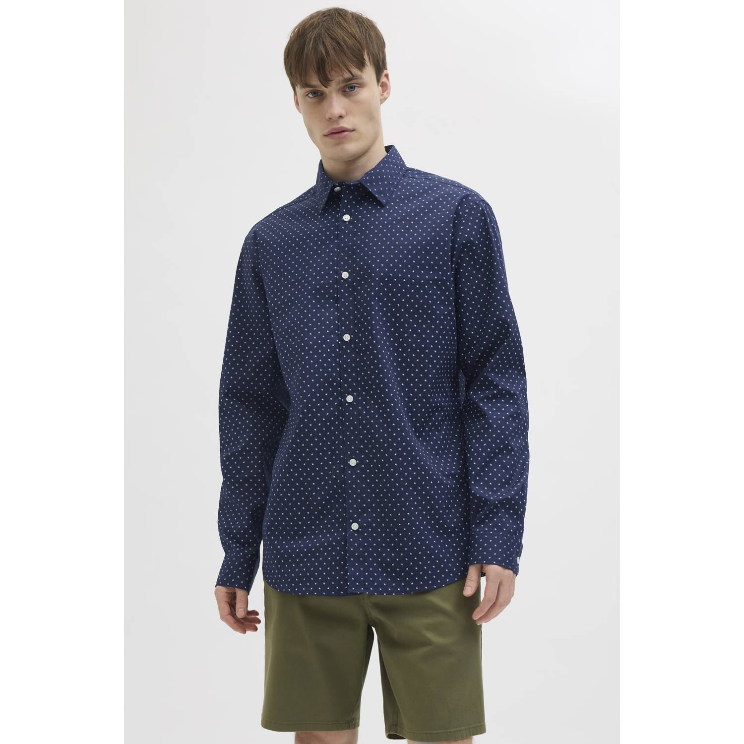 JJ REBEL casual overhemd donkerblauw