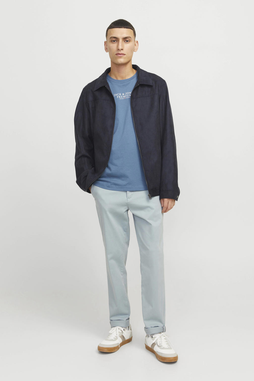 JACK & JONES PANTS STUDIO slim chino lichtblauw