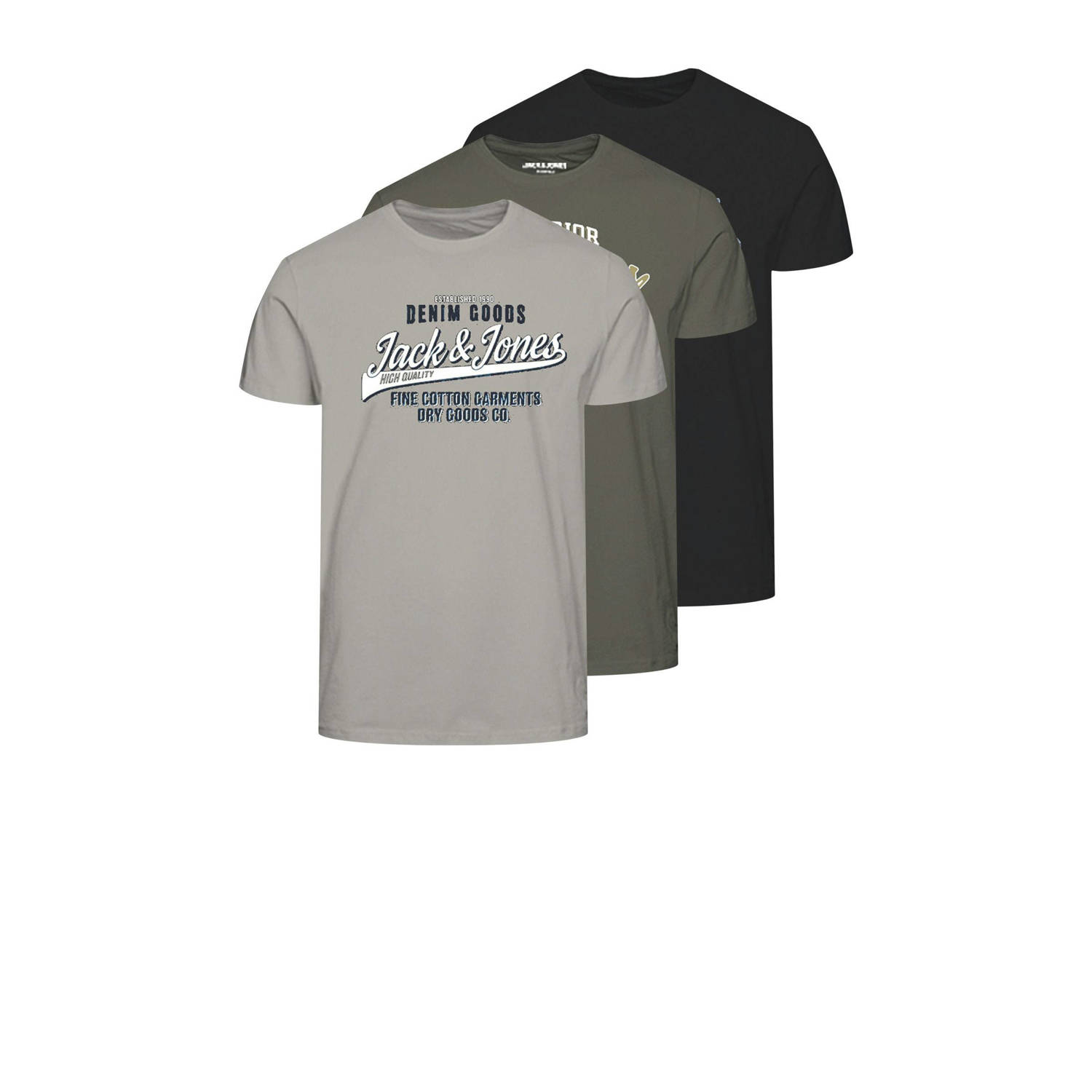 Jack & jones T-shirt met labelprint in een set van 3 stuks model 'ETHAN'