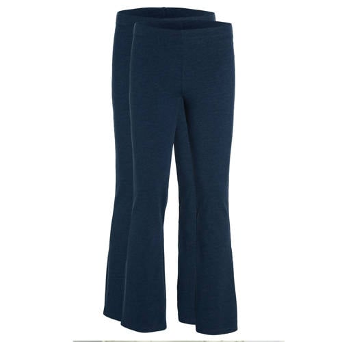 anytime flared legging donkerblauw melange - set van 2 afbeelding