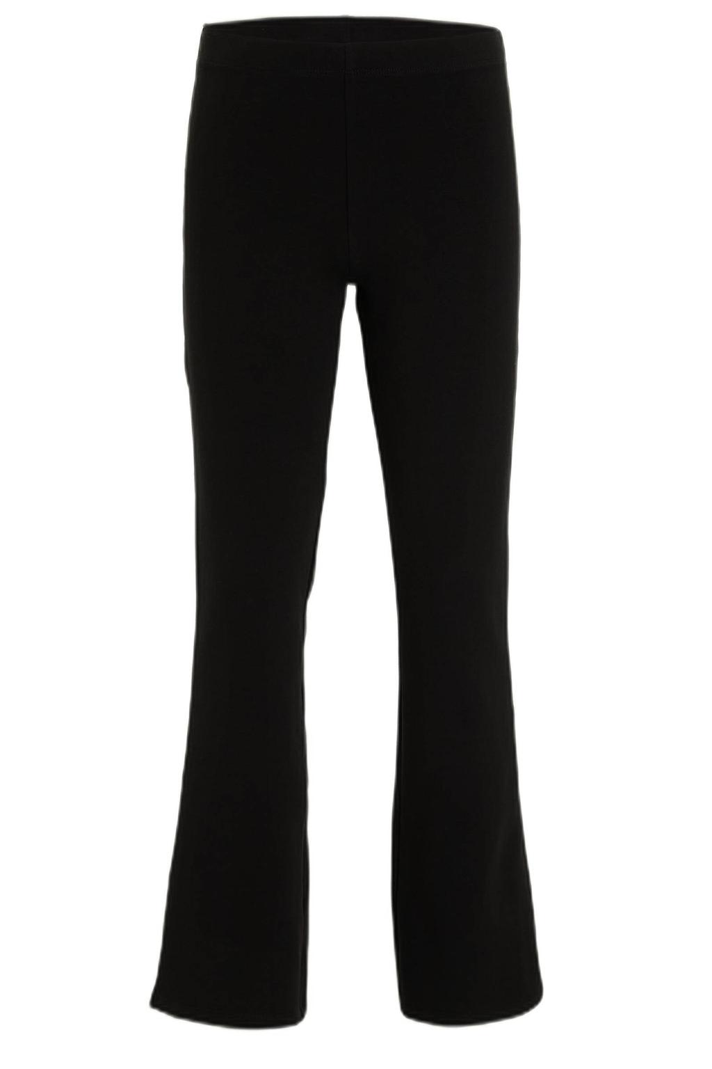 Zwarte meisjes Anytime flared legging van katoen met elastische tailleband en effen