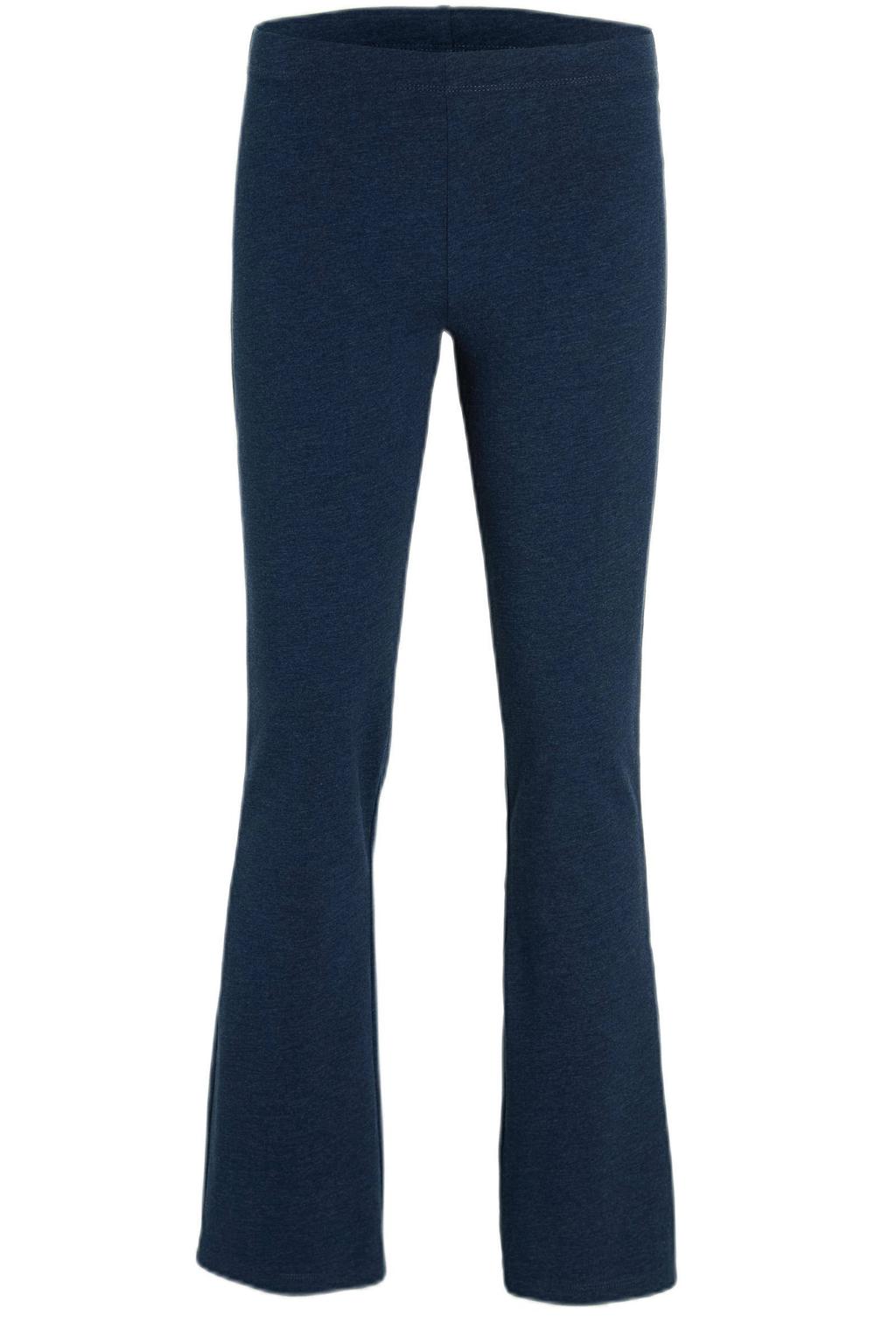 Marineblauw meisjes Anytime flared legging melange van katoen met elastische tailleband