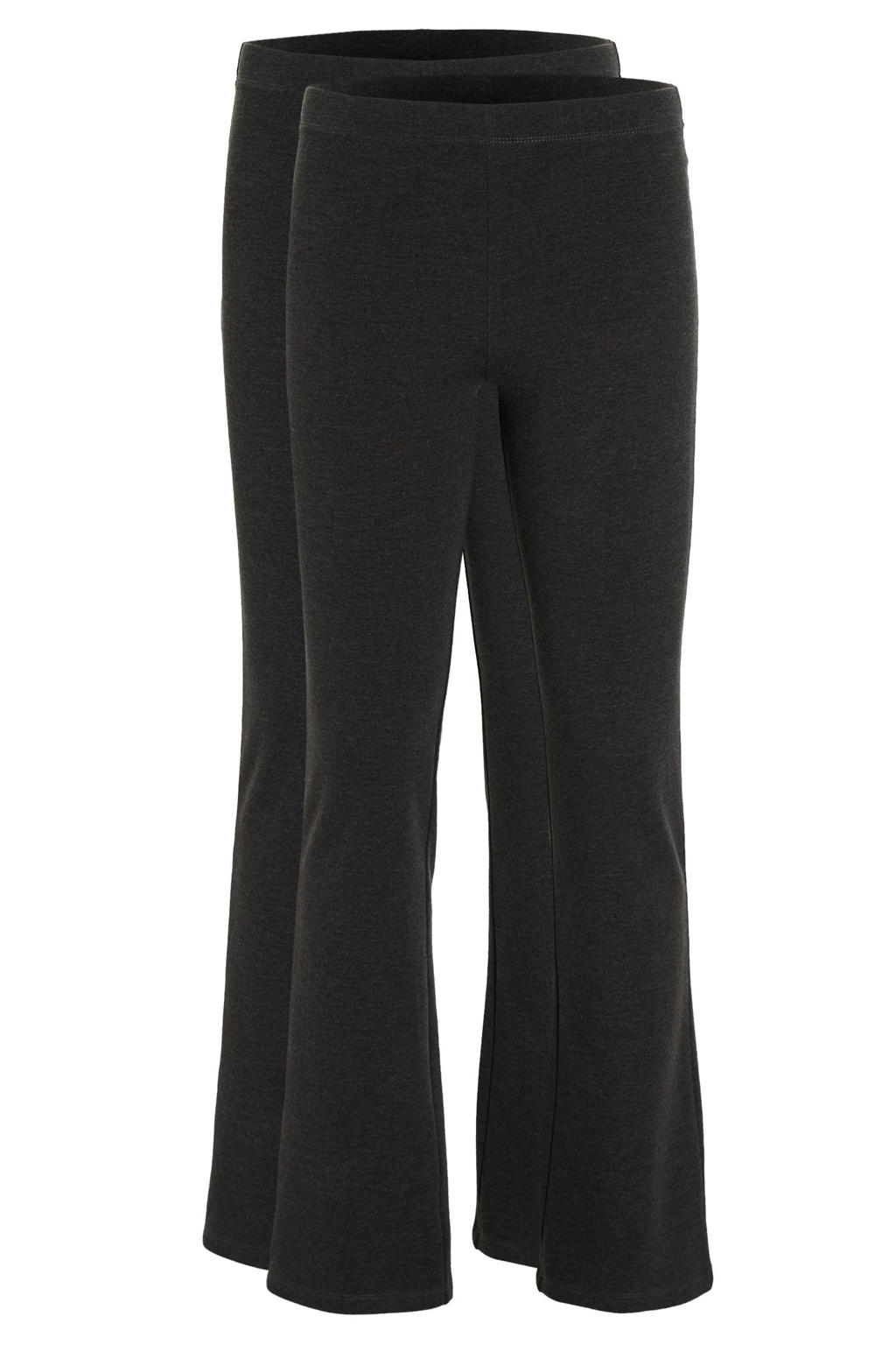 Set van 2 grijs melange meisjes Anytime flared legging melange van katoen met elastische tailleband