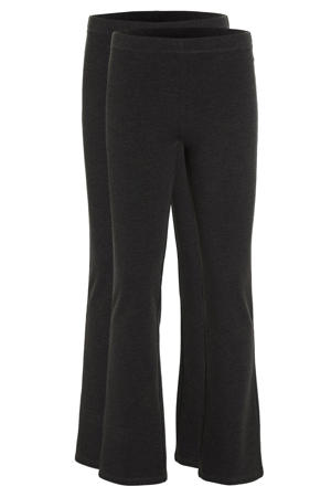 flared legging donkergrijs melange (set van 2)