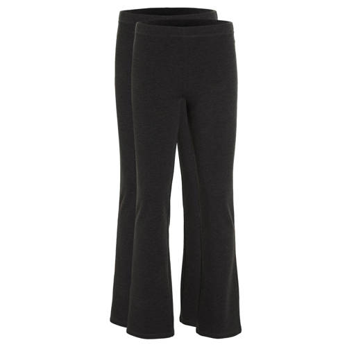 anytime flared legging donkergrijs melange - set van 2 afbeelding
