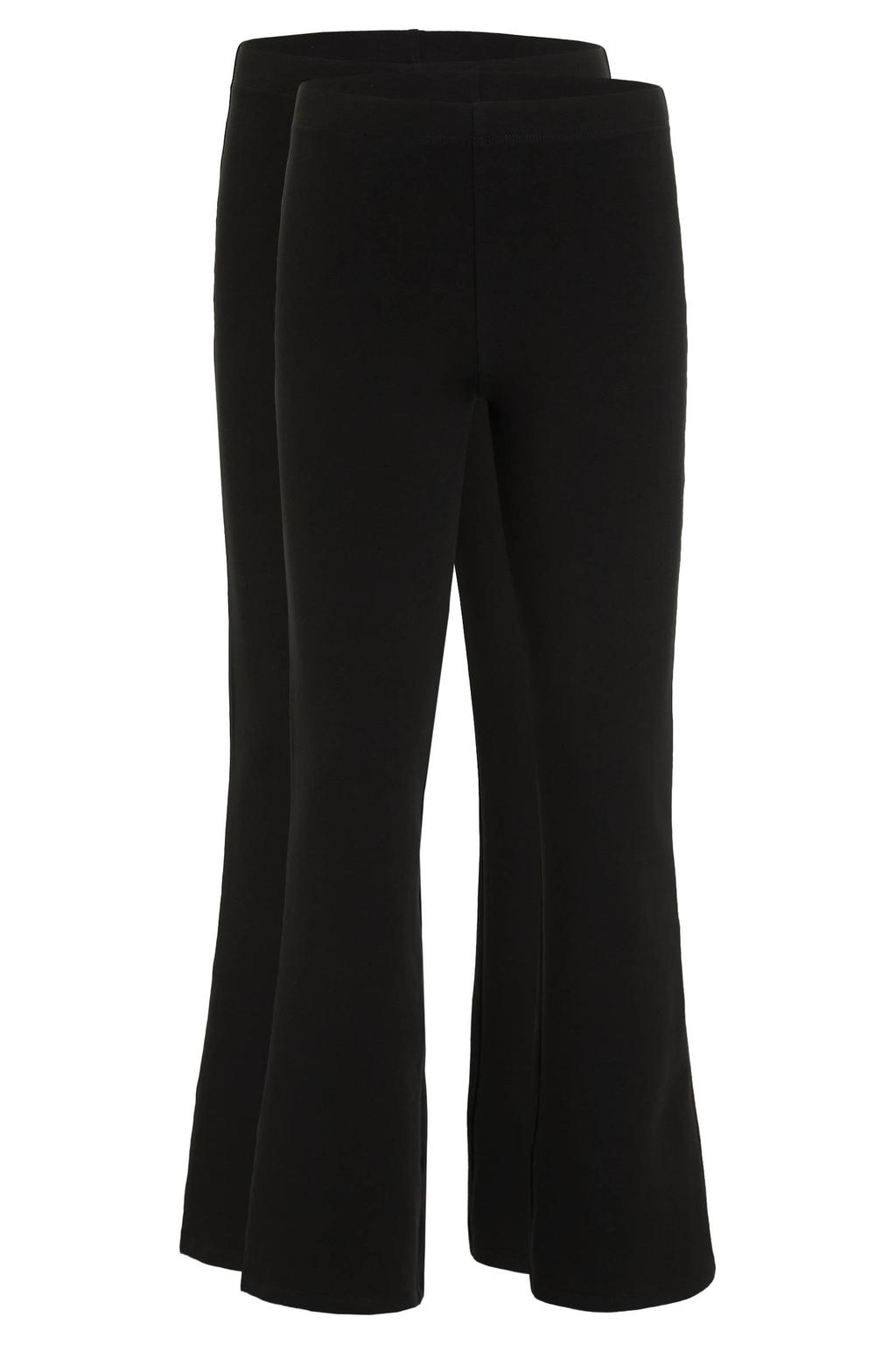 Set van 2 zwarte meisjes Anytime flared legging van katoen met elastische tailleband en effen