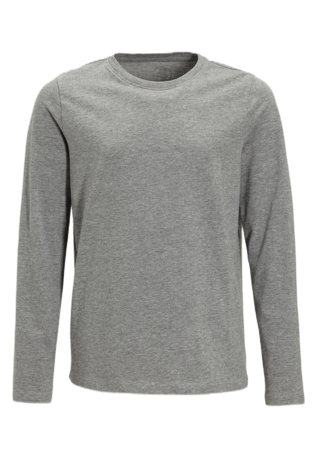 Grijs melange meisjes Anytime longsleeve melnage van katoen met lange mouwen en ronde hals