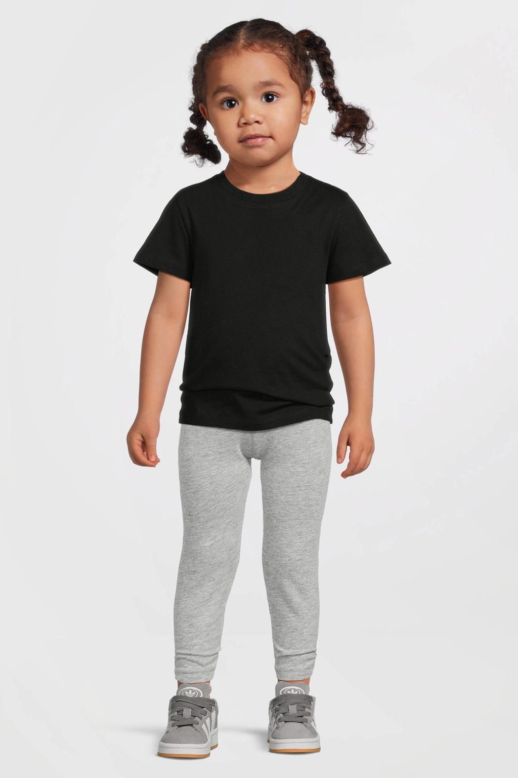 Grijs melange meisjes Anytime capri legging van katoen met elastische tailleband en melée print