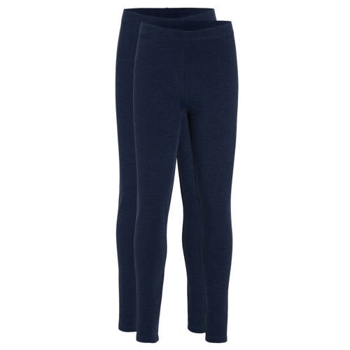 anytime legging donkerblauw melange - set van 2 afbeelding