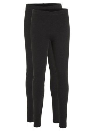 legging donkergrijs melange (set van 2)