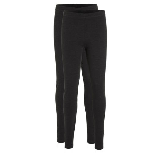 anytime legging donkergrijs melange - set van 2 afbeelding