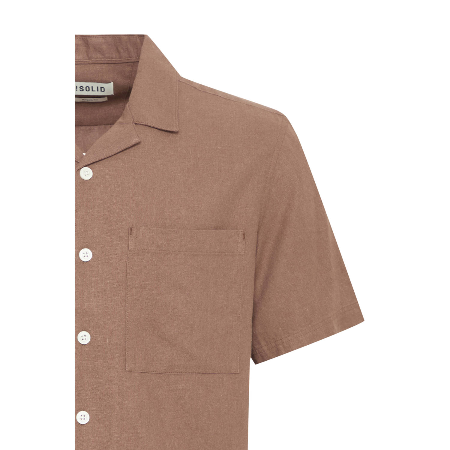 Solid linnen casual overhemd bruin