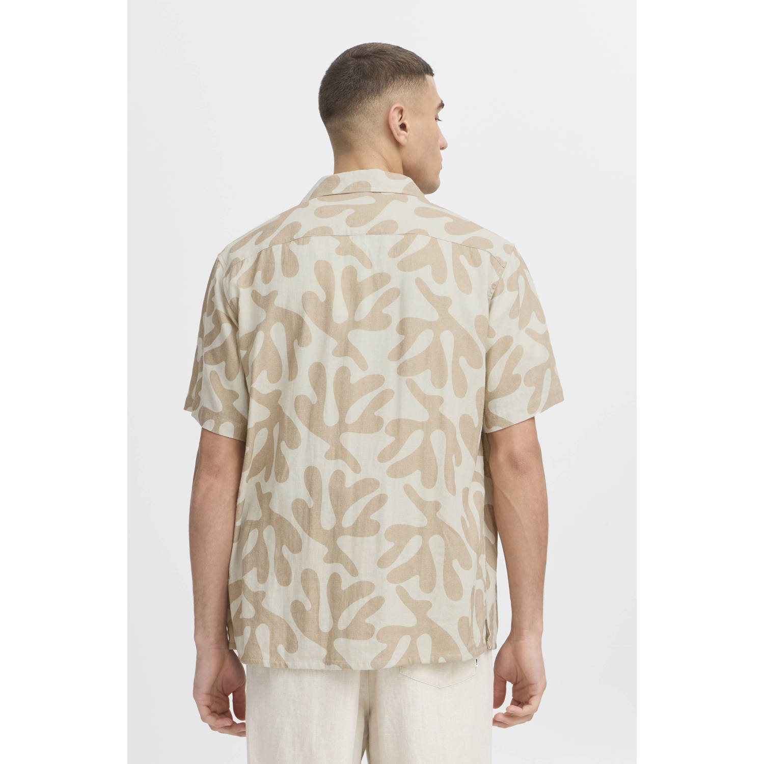 Solid linnen casual overhemd beige