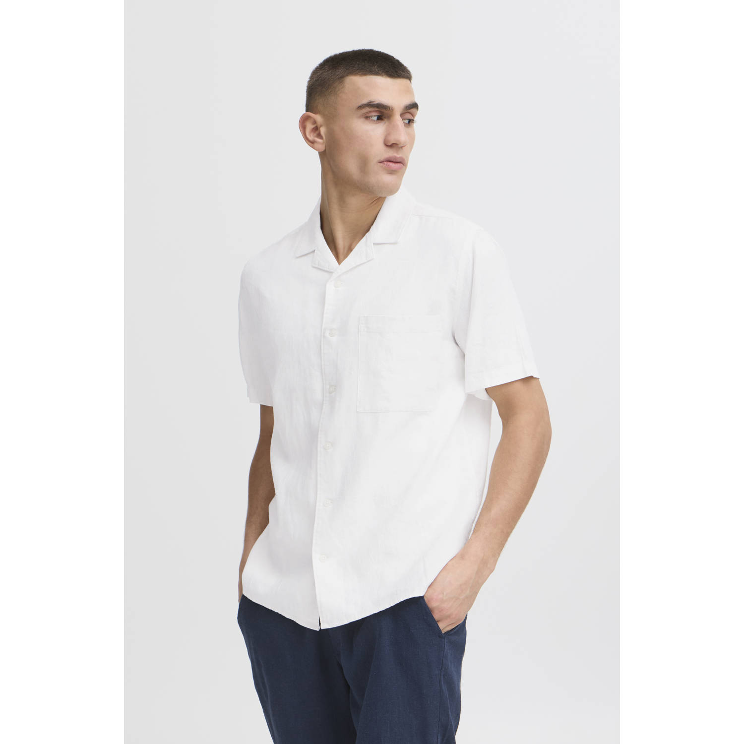 Solid linnen casual overhemd wit