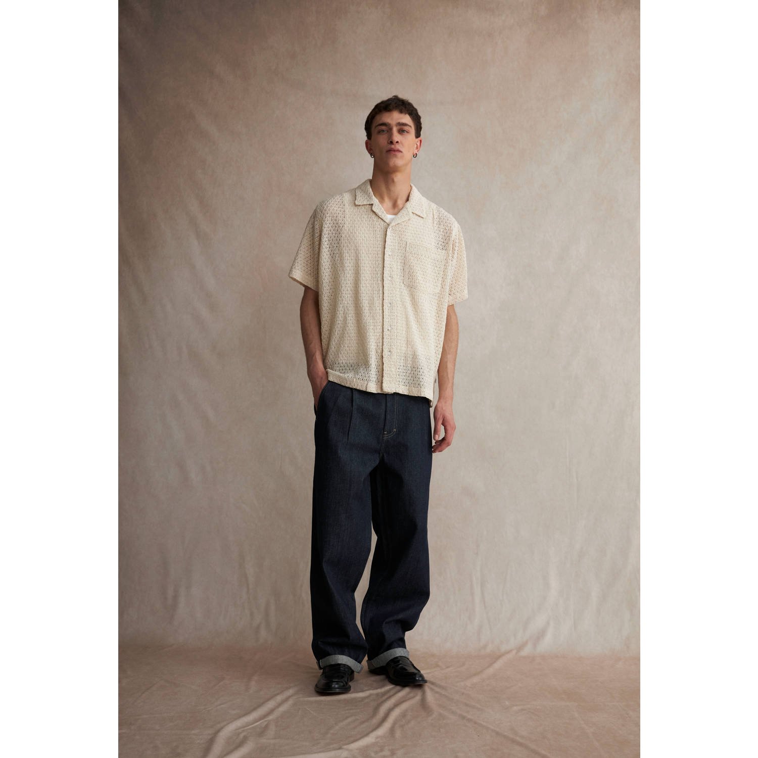 Solid regular overshirt ecru